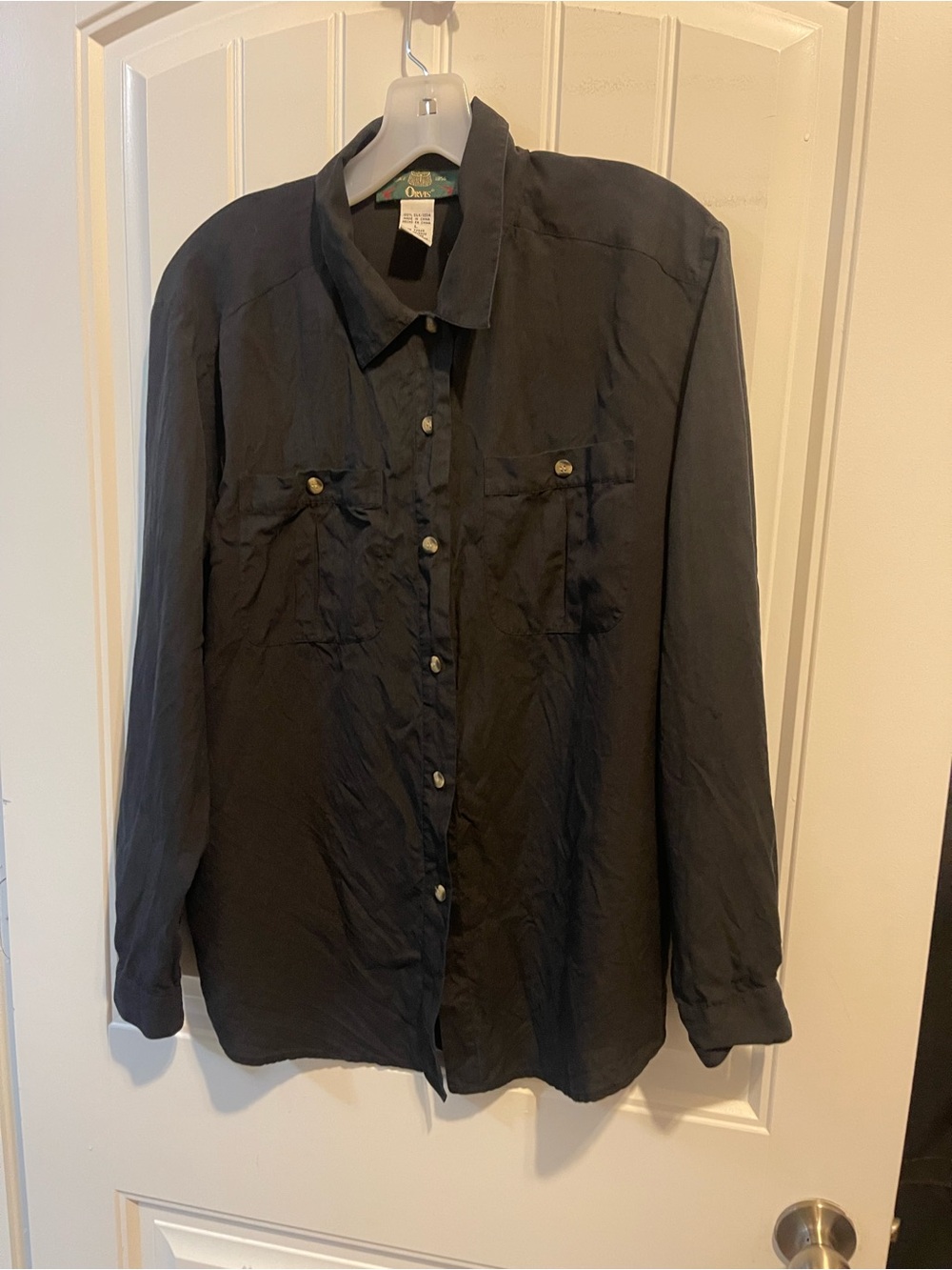 Orvis Women’s Silk Classic Timeless Black Button-Front Lightweight Shirt Large